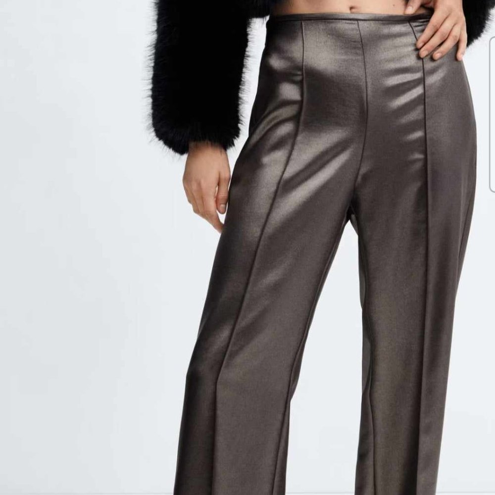 MANGO Metallic-effect pants Size 4 NWT